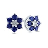Thumbnail Image 0 of Blue Sapphire and Diamond Accent Petal Frame Flower Stud Earrings in 10K White Gold