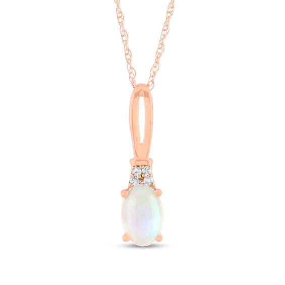 Oval Opal and Diamond Accent Quartet Split Bail Pendant in 14K Rose Gold