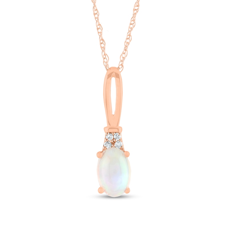 Oval Opal and Diamond Accent Quartet Split Bail Pendant in 14K Rose Gold|Peoples Jewellers