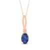 Thumbnail Image 0 of Oval Blue Sapphire and Diamond Accent Quartet Split Bail Pendant in 14K Rose Gold