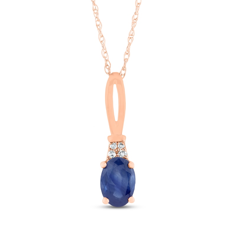 Oval Blue Sapphire and Diamond Accent Quartet Split Bail Pendant in 14K Rose Gold|Peoples Jewellers