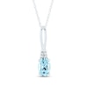 Oval Aquamarine and Diamond Accent Quartet Split Bail Pendant in 14K Gold