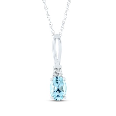 Oval Aquamarine and Diamond Accent Quartet Split Bail Pendant in 14K Gold