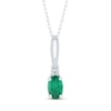 Thumbnail Image 0 of Oval Emerald and Diamond Accent Quartet Split Bail Pendant in 14K White Gold