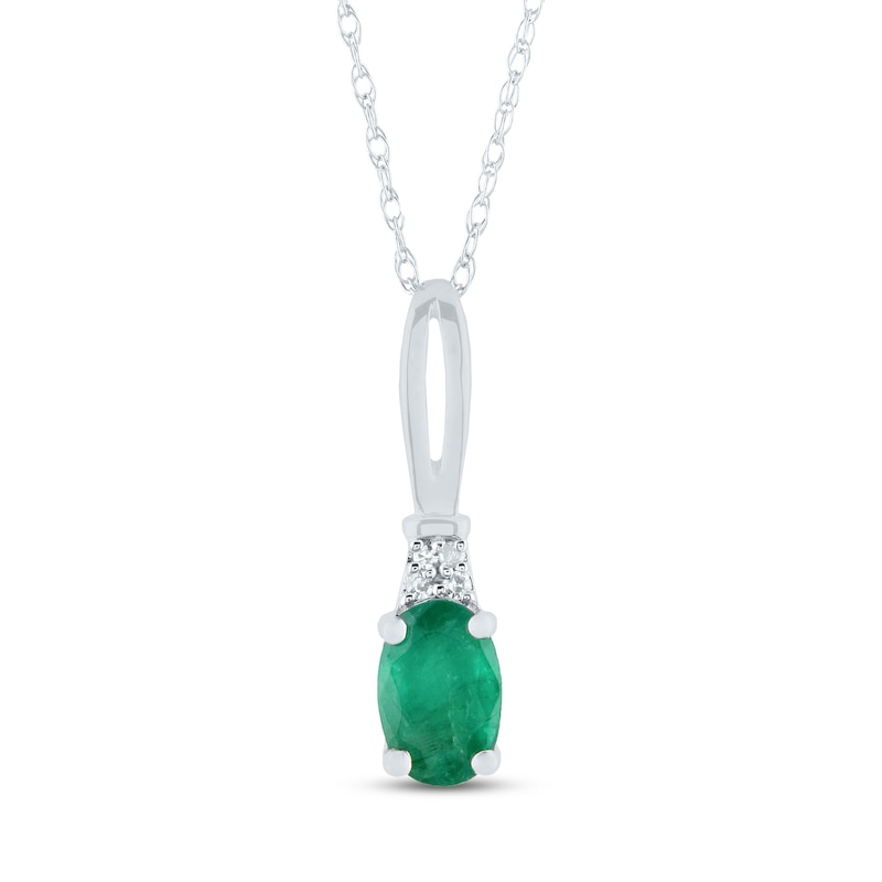 Oval Emerald and Diamond Accent Quartet Split Bail Pendant in 14K Gold|Peoples Jewellers