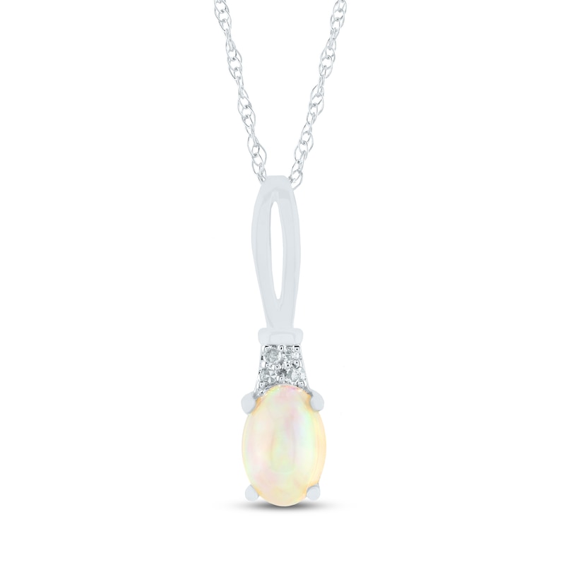 Oval Opal and Diamond Accent Quartet Split Bail Pendant in 14K Gold|Peoples Jewellers