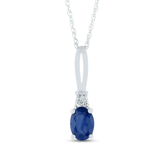 Oval Blue Sapphire and Diamond Accent Quartet Split Bail Pendant in 14K Gold