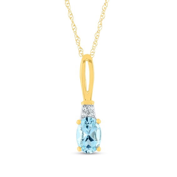 Oval Aquamarine and Diamond Accent Quartet Split Bail Pendant in 14K Gold