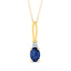 Thumbnail Image 1 of Oval Blue Sapphire and Diamond Accent Quartet Split Bail Pendant in 14K Gold