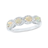 Thumbnail Image 0 of Sideways Oval Opal and 0.22 CT. T.W. Diamond Frame Four Stone Ring in 14K White Gold