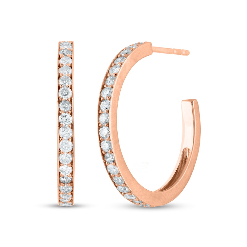 0.50 CT. T.W. Diamond Open Hoop Earrings in 10K Rose Gold|Peoples Jewellers