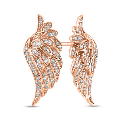 0.25 CT. T.W. Diamond Angel Wings Stud Earrings in 14K Rose Gold