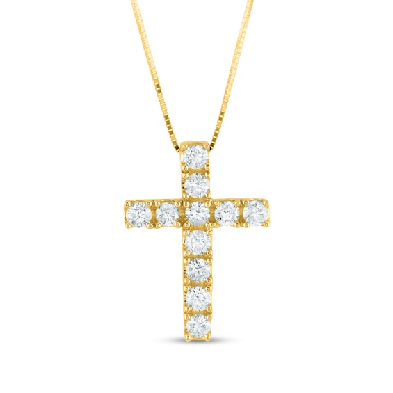 0.55 CT. T.W. Diamond Cross Pendant in 14K Gold