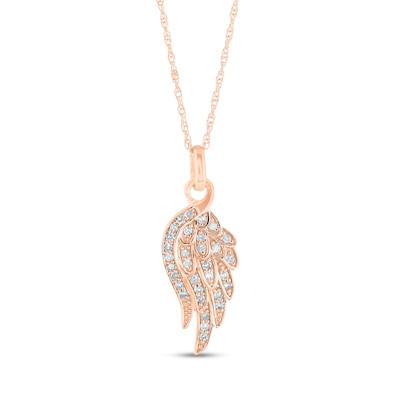 0.17 CT. T.W. Diamond Angel Wing Pendant in 14K Rose Gold