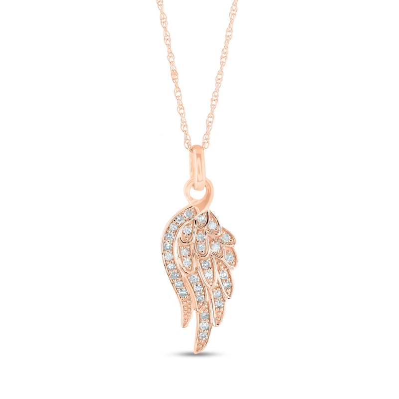 0.17 CT. T.W. Diamond Angel Wing Pendant in 14K Rose Gold|Peoples Jewellers