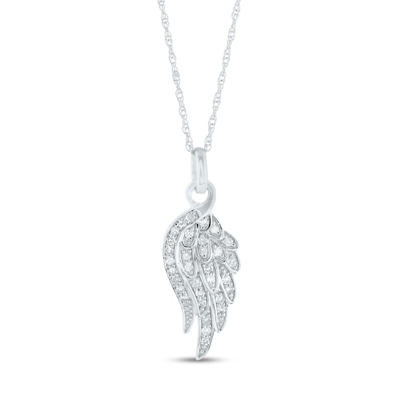 0.17 CT. T.W. Diamond Angel Wing Pendant in 14K Gold