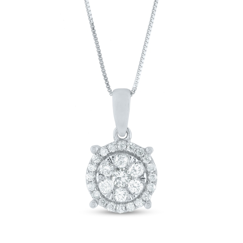 0.21 CT. T.W. Composite Diamond Frame Pendant in 14K White Gold|Peoples Jewellers