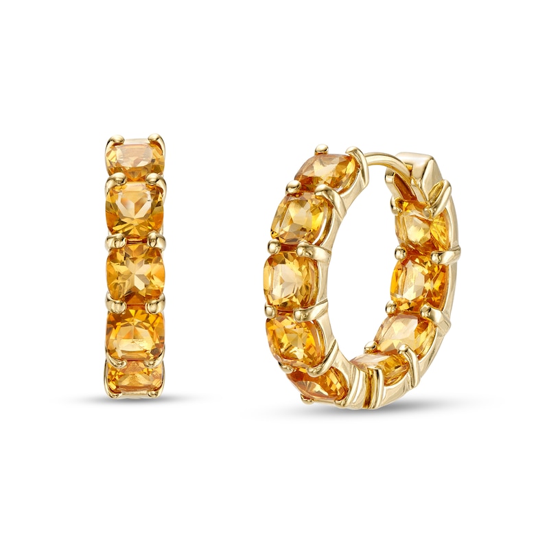 4.0mm Cushion-Cut Citrine Inside-Out Hoop Earrings in 10K Gold|Peoples Jewellers