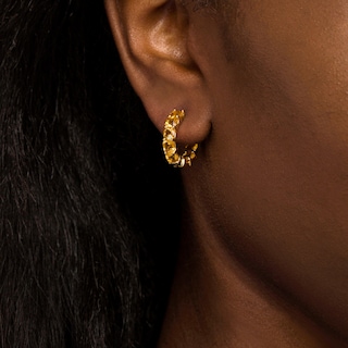 4.0mm Cushion-Cut Citrine Inside-Out Hoop Earrings in 10K Gold