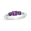 Thumbnail Image 0 of Princess-Cut Amethyst and Diamond Accent Three Stone Ring in 10K White Gold