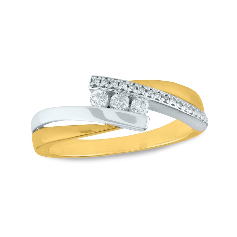 0.20 CT. T.W. Diamond Bypass Trio Ring in 10K Two-Tone Gold|Peoples Jewellers