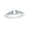 Thumbnail Image 0 of Princess-Cut Aquamarine and Diamond Accent Three Stone Ring in 10K White Gold