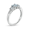 Thumbnail Image 2 of Princess-Cut Aquamarine and Diamond Accent Three Stone Ring in 10K White Gold