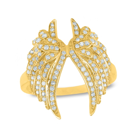 0.42 CT. T.W. Diamond Angel Wing Ring in 14K Gold