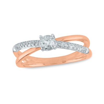 0.25 CT. T.W. Diamond Crossover Ring in 10K Rose Gold