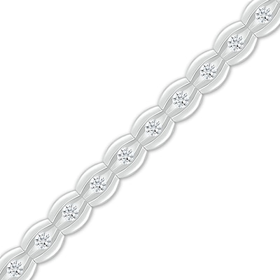 1.00 CT. T.W. Diamond Scallop Edge Line Bracelet in 10K White Gold