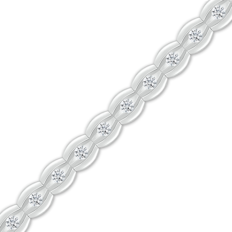 1.00 CT. T.W. Diamond Scallop Edge Line Bracelet in 10K White Gold|Peoples Jewellers