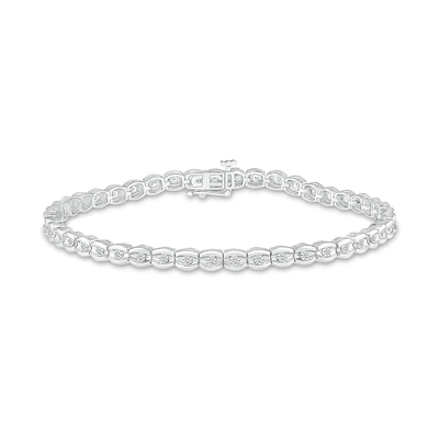 1.00 CT. T.W. Diamond Scallop Edge Line Bracelet in 10K White Gold