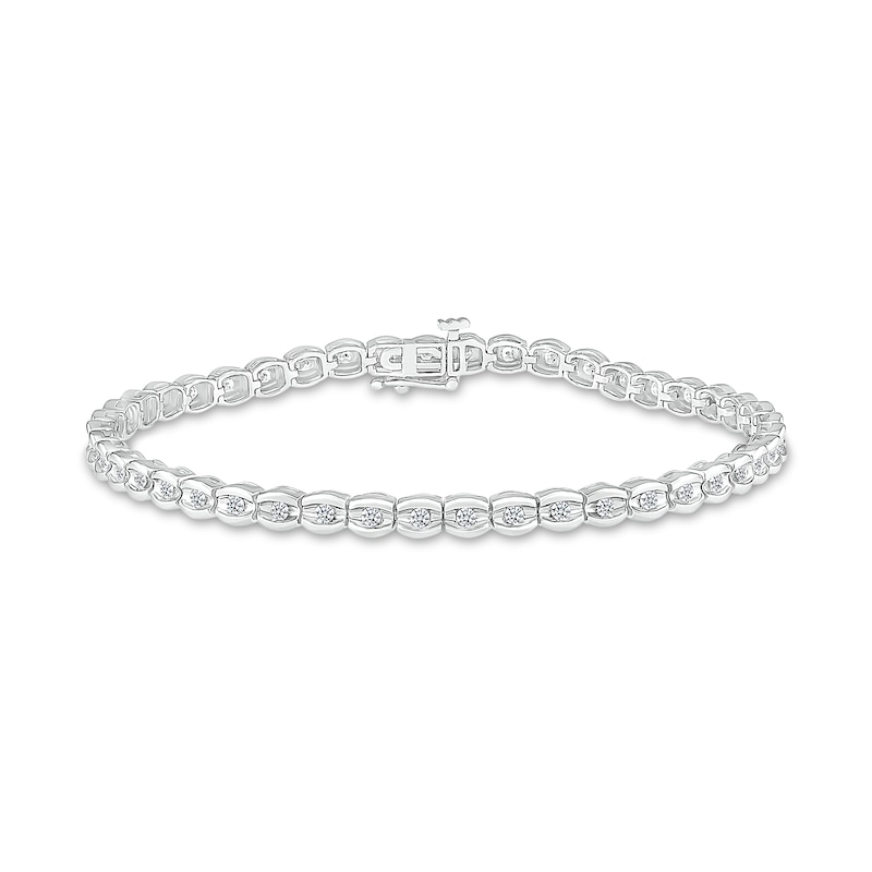 1.00 CT. T.W. Diamond Scallop Edge Line Bracelet in 10K White Gold