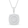 Thumbnail Image 0 of 1.00 CT. T.W. Composite Cushion-Shaped Diamond Double Frame Pendant in 10K White Gold