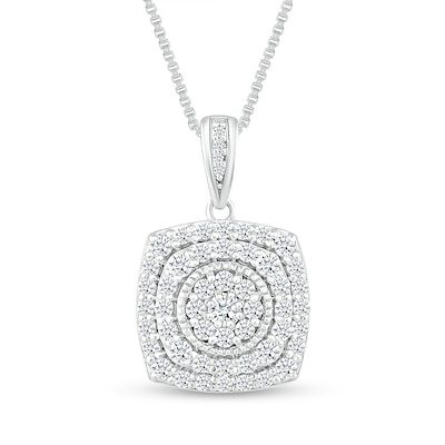 1.00 CT. T.W. Composite Cushion-Shaped Diamond Double Frame Pendant in 10K White Gold