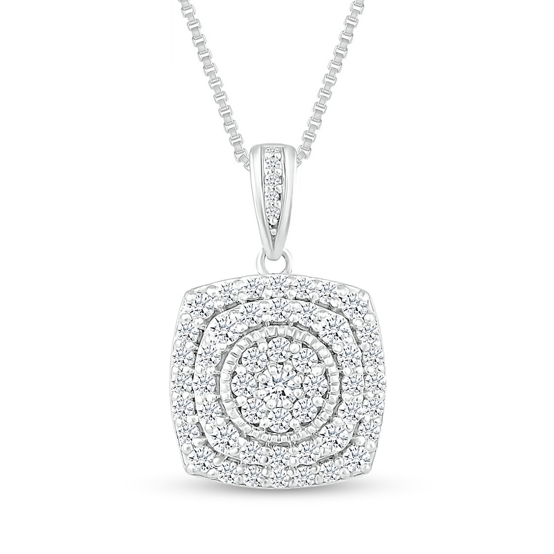 1.00 CT. T.W. Composite Cushion-Shaped Diamond Double Frame Pendant in 10K White Gold|Peoples Jewellers