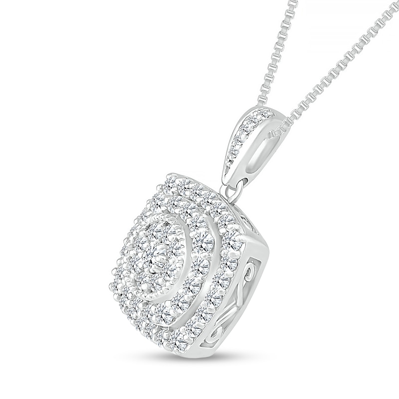 1.00 CT. T.W. Composite Cushion-Shaped Diamond Double Frame Pendant in 10K White Gold|Peoples Jewellers
