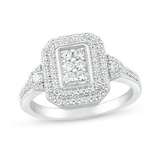 0.50 CT. T.W. Composite Diamond Double Rectangular Frame Ring in 10K White Gold