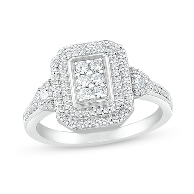 0.50 CT. T.W. Composite Diamond Double Rectangular Frame Ring in 10K White Gold