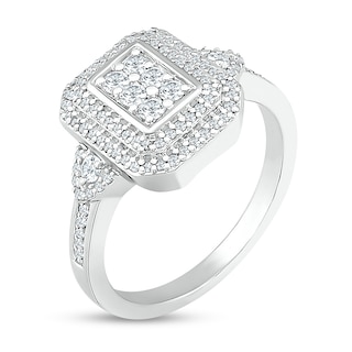 0.50 CT. T.W. Composite Diamond Double Rectangular Frame Ring in 10K White Gold