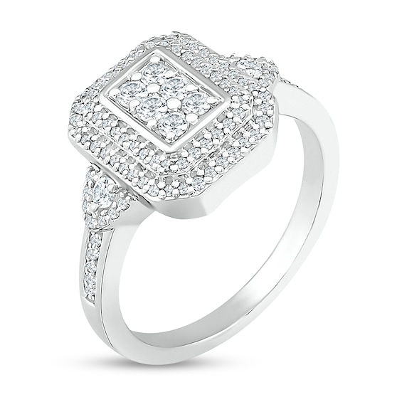 0.50 CT. T.W. Composite Diamond Double Rectangular Frame Ring in 10K White Gold