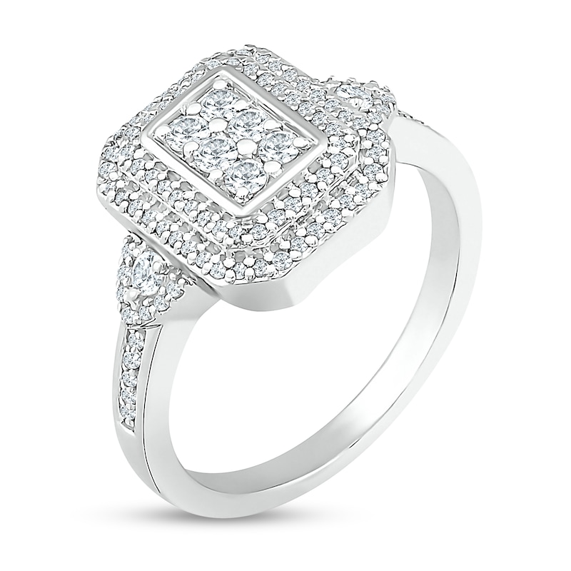 0.50 CT. T.W. Composite Diamond Double Rectangular Frame Ring in 10K White Gold|Peoples Jewellers