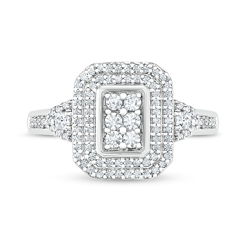 0.50 CT. T.W. Composite Diamond Double Rectangular Frame Ring in 10K White Gold|Peoples Jewellers