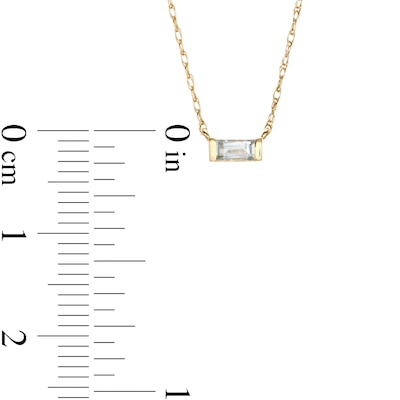 Baguette Aquamarine Solitaire Necklace in 10K Gold