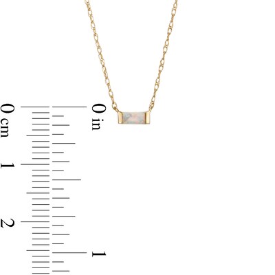 Baguette Opal Solitaire Necklace in 10K Gold