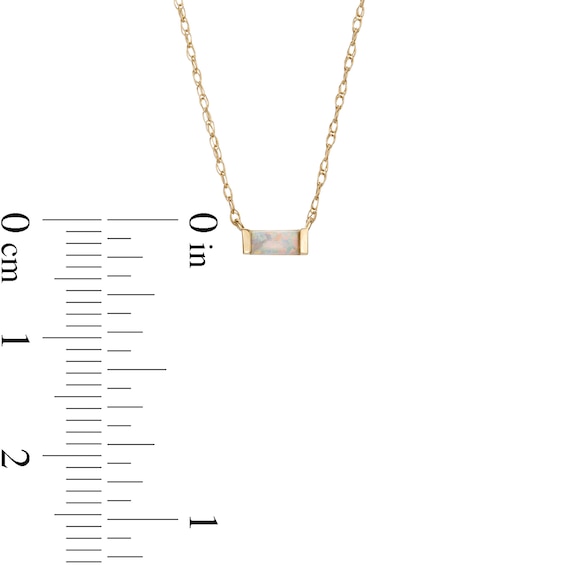 Baguette Opal Solitaire Necklace in 10K Gold