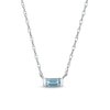 Thumbnail Image 0 of Baguette Swiss Blue Topaz Solitaire Necklace in 10K White Gold