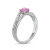 Thumbnail Image 2 of 5.0mm Lab-Created Pink and White Sapphire Bypass Split Shank Ring in Sterling Silver