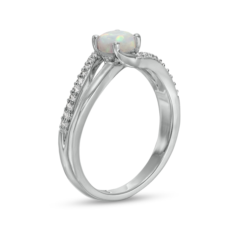 5.0mm Lab-Created Opal and White Sapphire Bypass Split Shank Ring in Sterling Silver|Peoples Jewellers