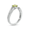 Thumbnail Image 2 of 5.0mm Peridot and White Lab-Created Sapphire Bypass Split Shank Ring in Sterling Silver